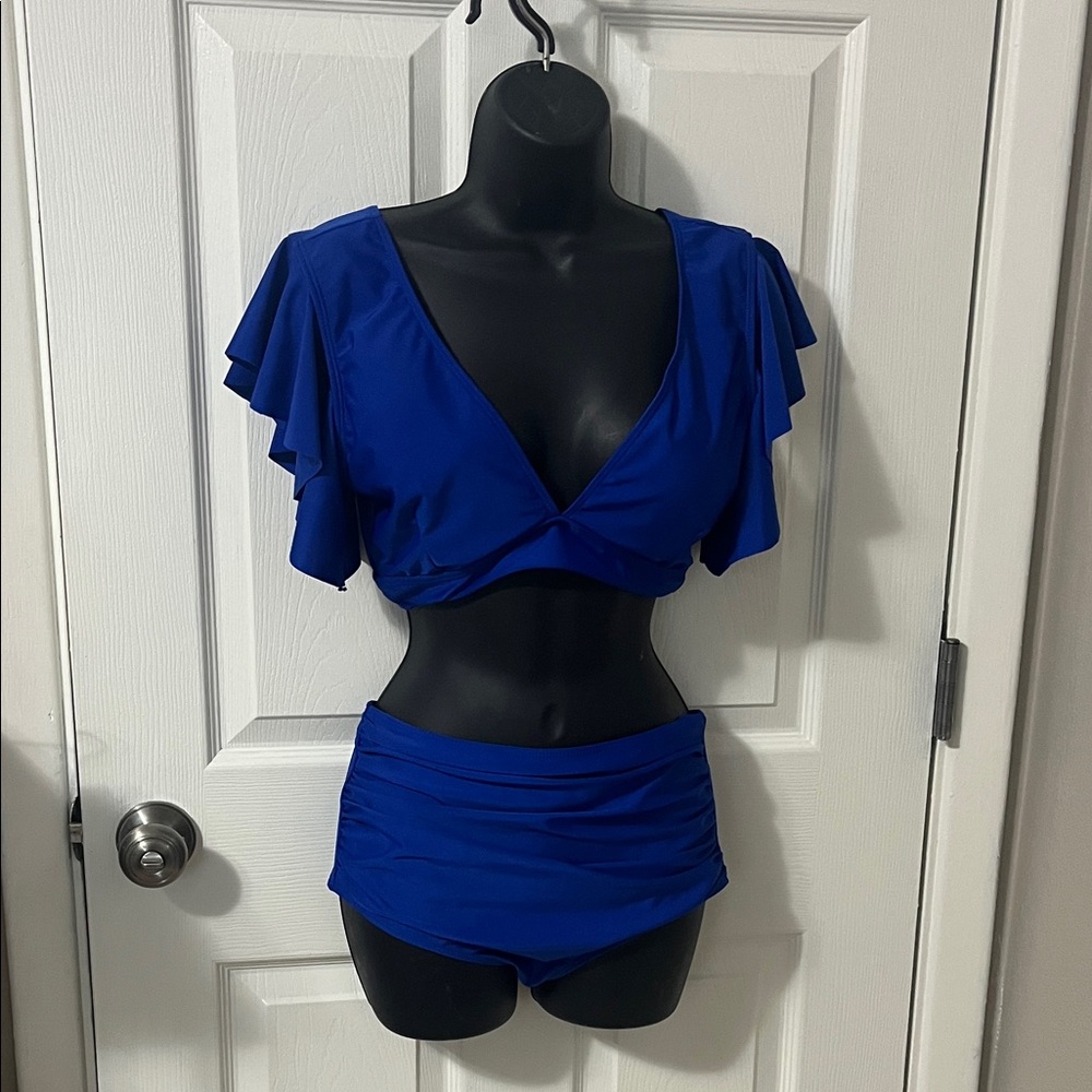 Blue Ruffled Bikini Set